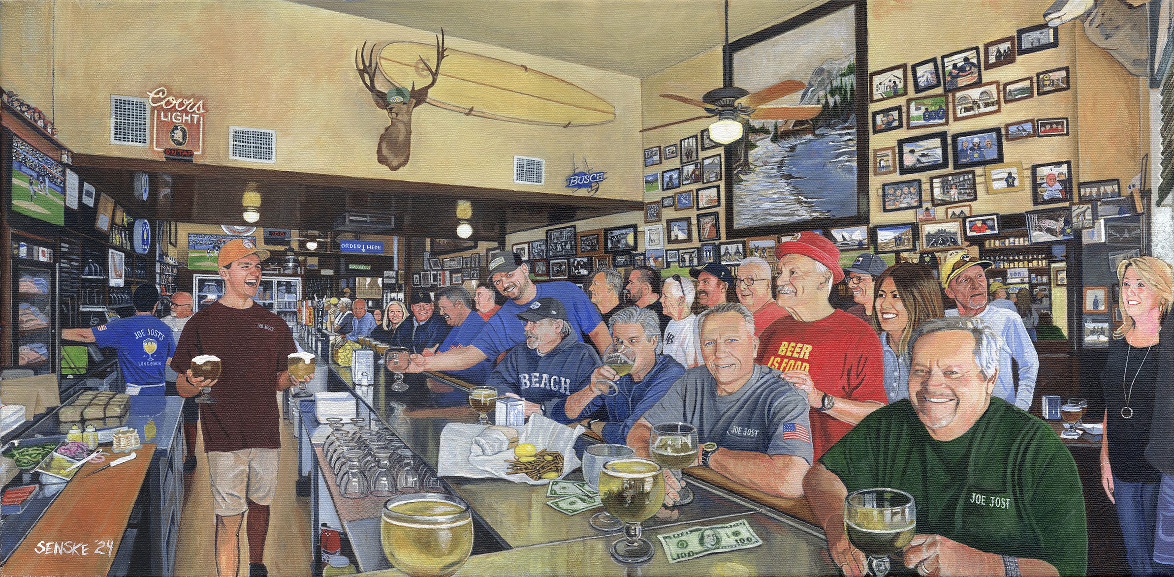 Joe Jost’s: A Day in the Life, acrylic on canvas, 12x24 (2024)