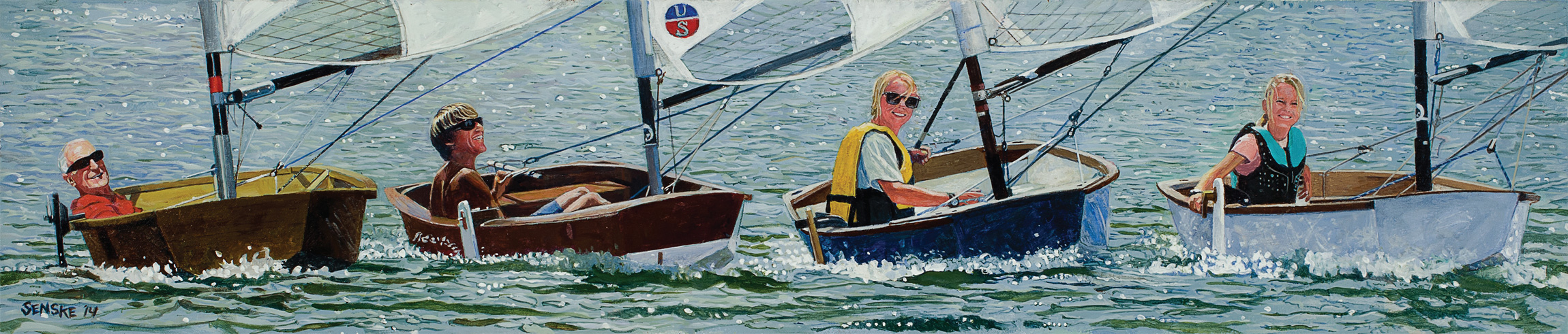 “The Family that Sails Together”, acrylic on canvas, 12”X48” (2014)
